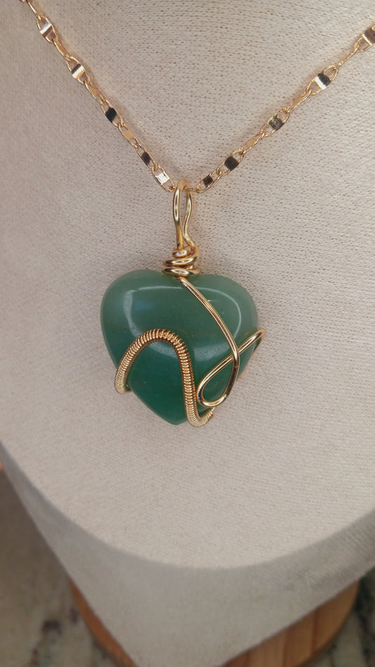 Green Aventurine Heart Necklace