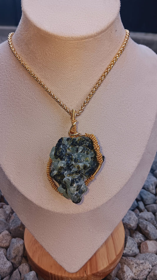 Prenhnite and Epidote Pendant Necklace