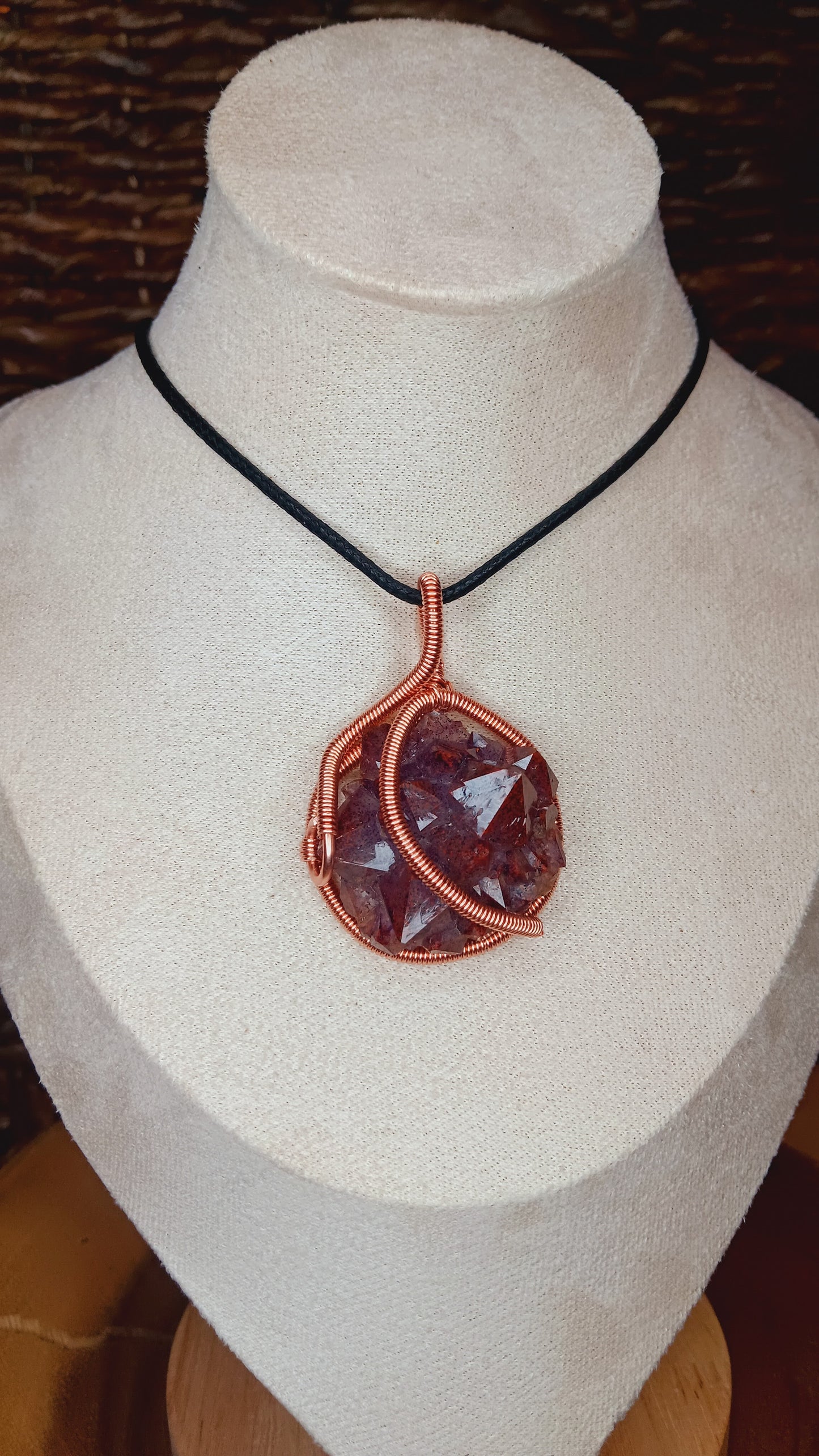 Auralite-23 Copper Wire Wrapped Pendant/ Amethyst/ Auralite-23 Natural Crystal