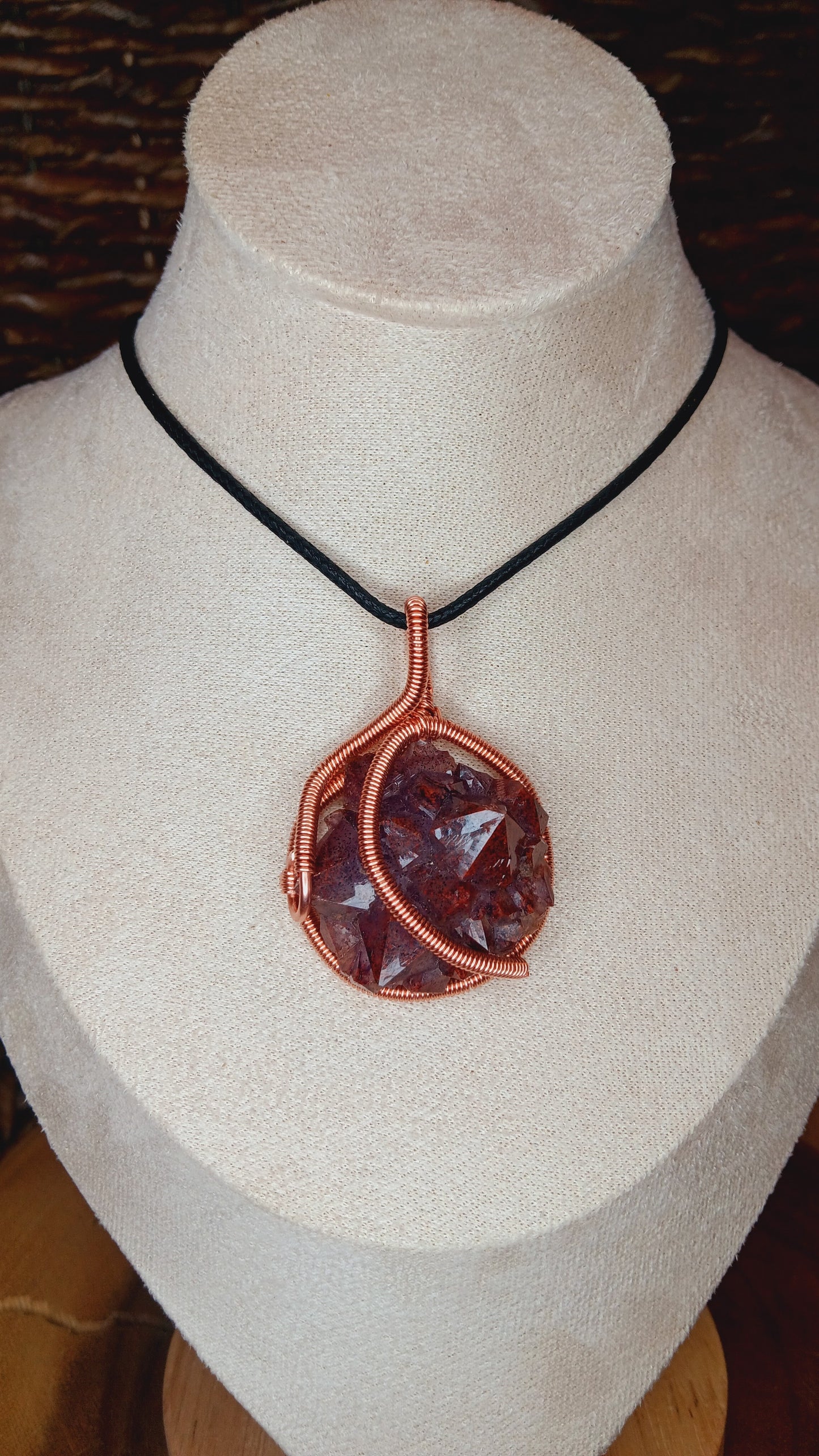 Auralite-23 Copper Wire Wrapped Pendant/ Amethyst/ Auralite-23 Natural Crystal