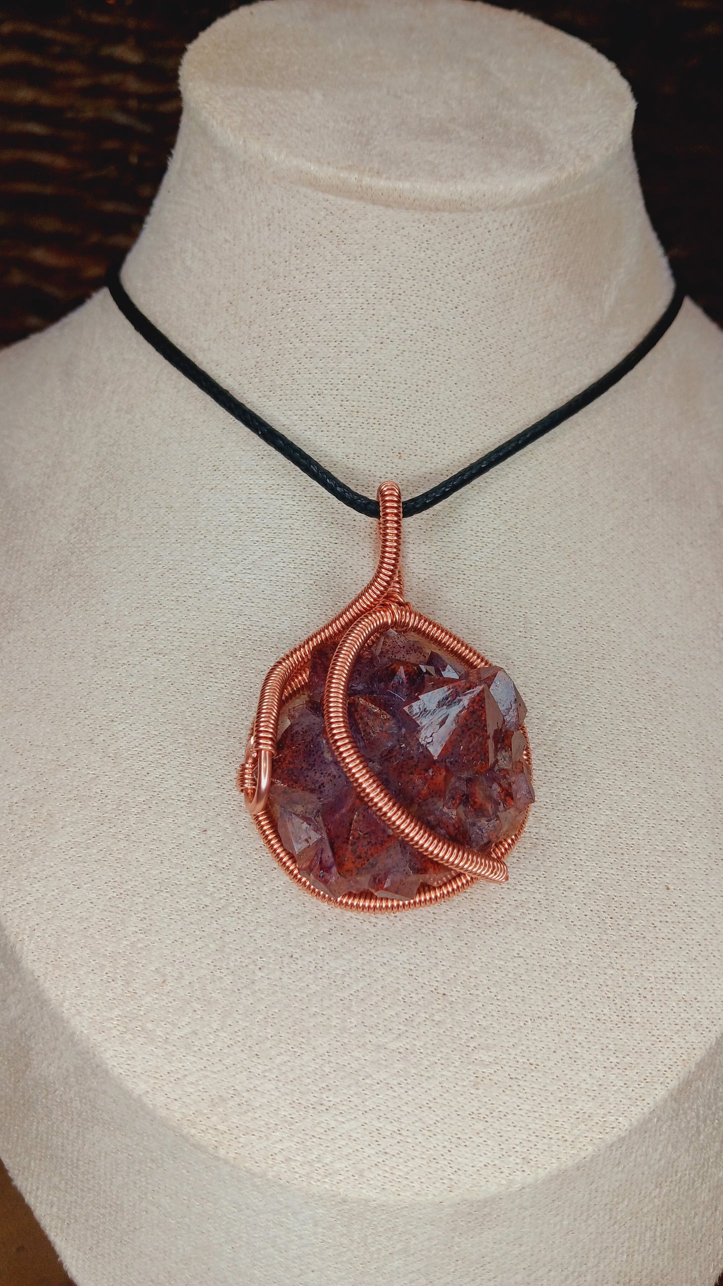 Auralite-23 Copper Wire Wrapped Pendant/ Amethyst/ Auralite-23 Natural Crystal