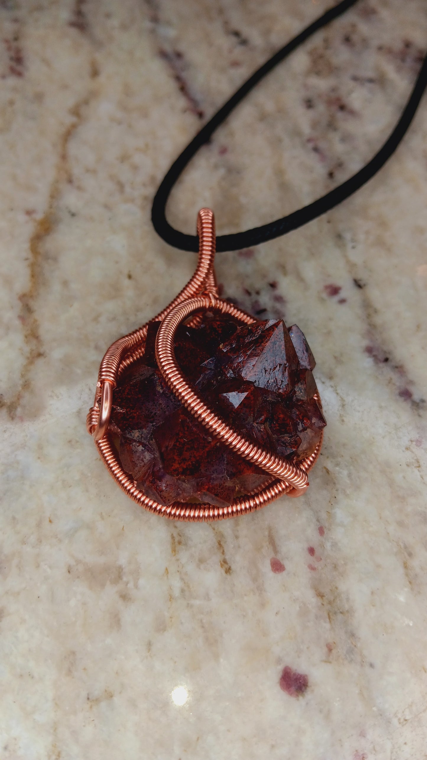 Auralite-23 Copper Wire Wrapped Pendant/ Amethyst/ Auralite-23 Natural Crystal