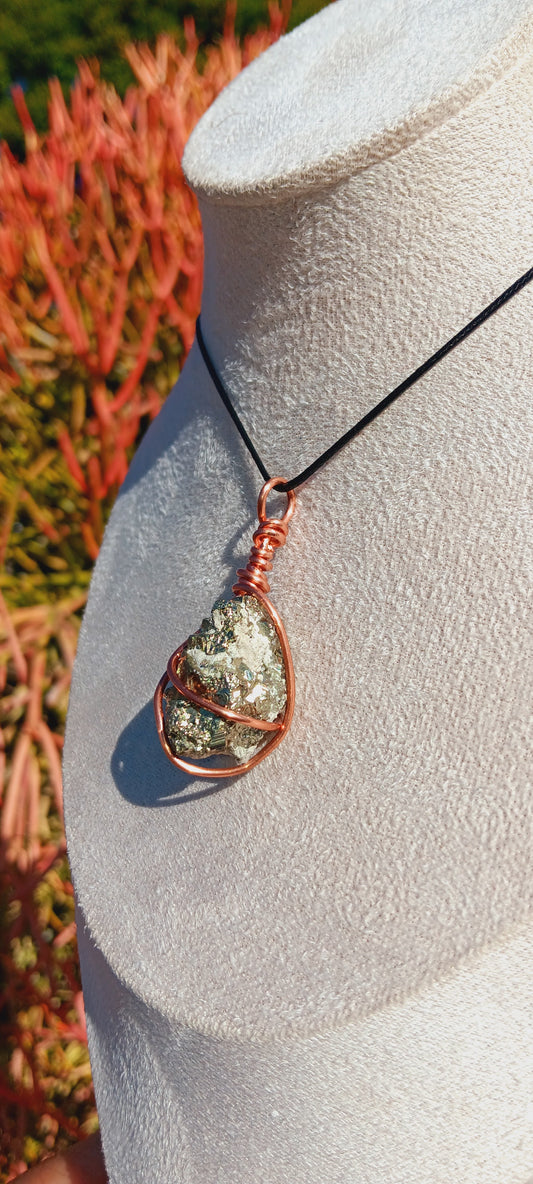 Pyrite Copper Wire Wrapped Pendant