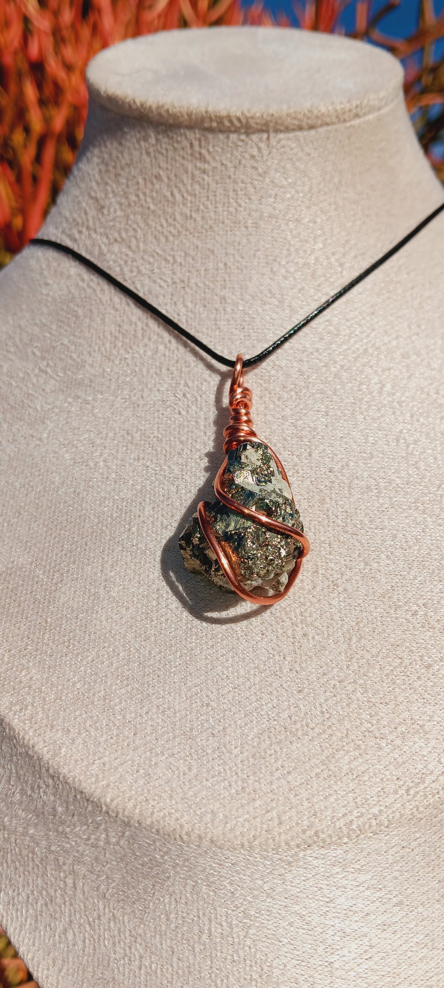 Pyrite Copper Wire Wrapped Pendant