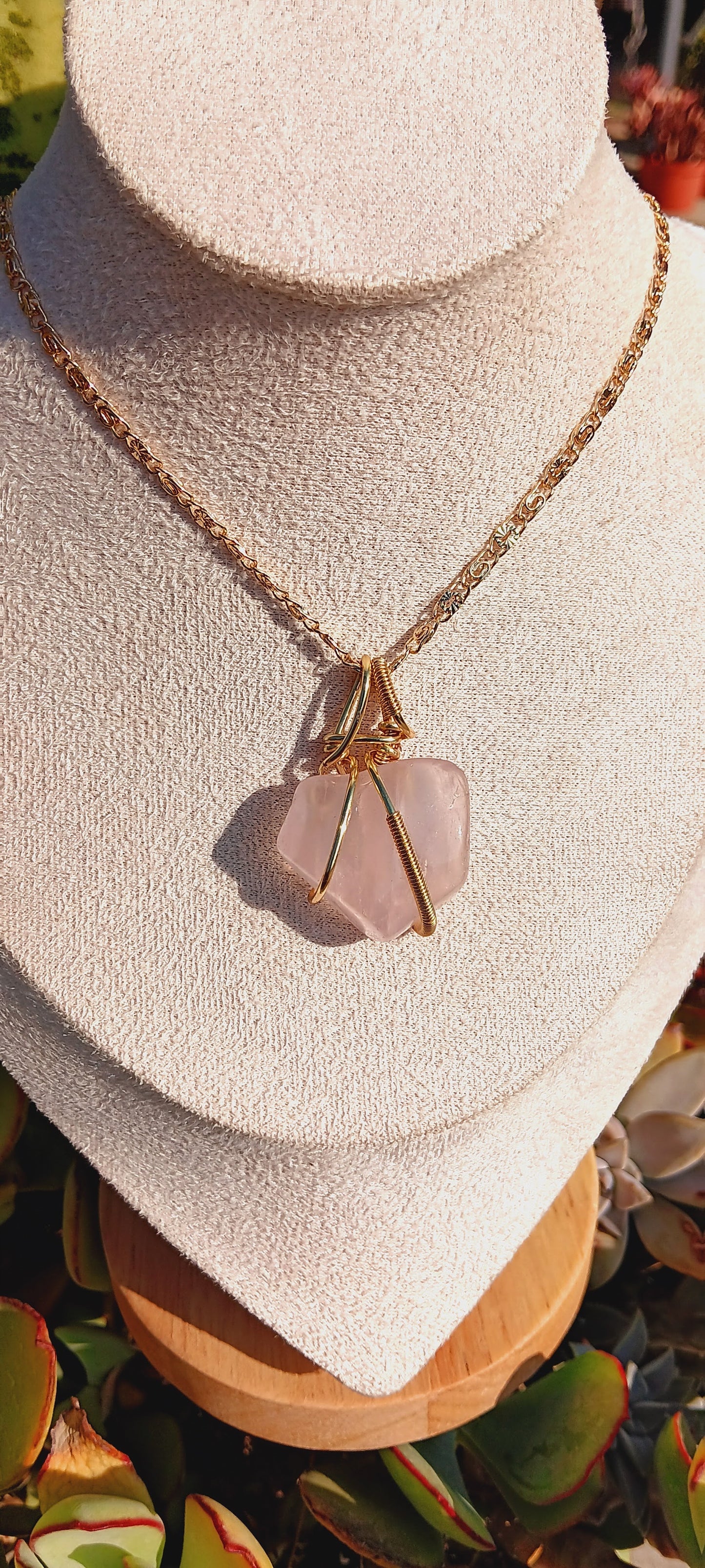 Rose Quartz "self-love"Pendant Necklace/Wire Wrapped Rose Quartz