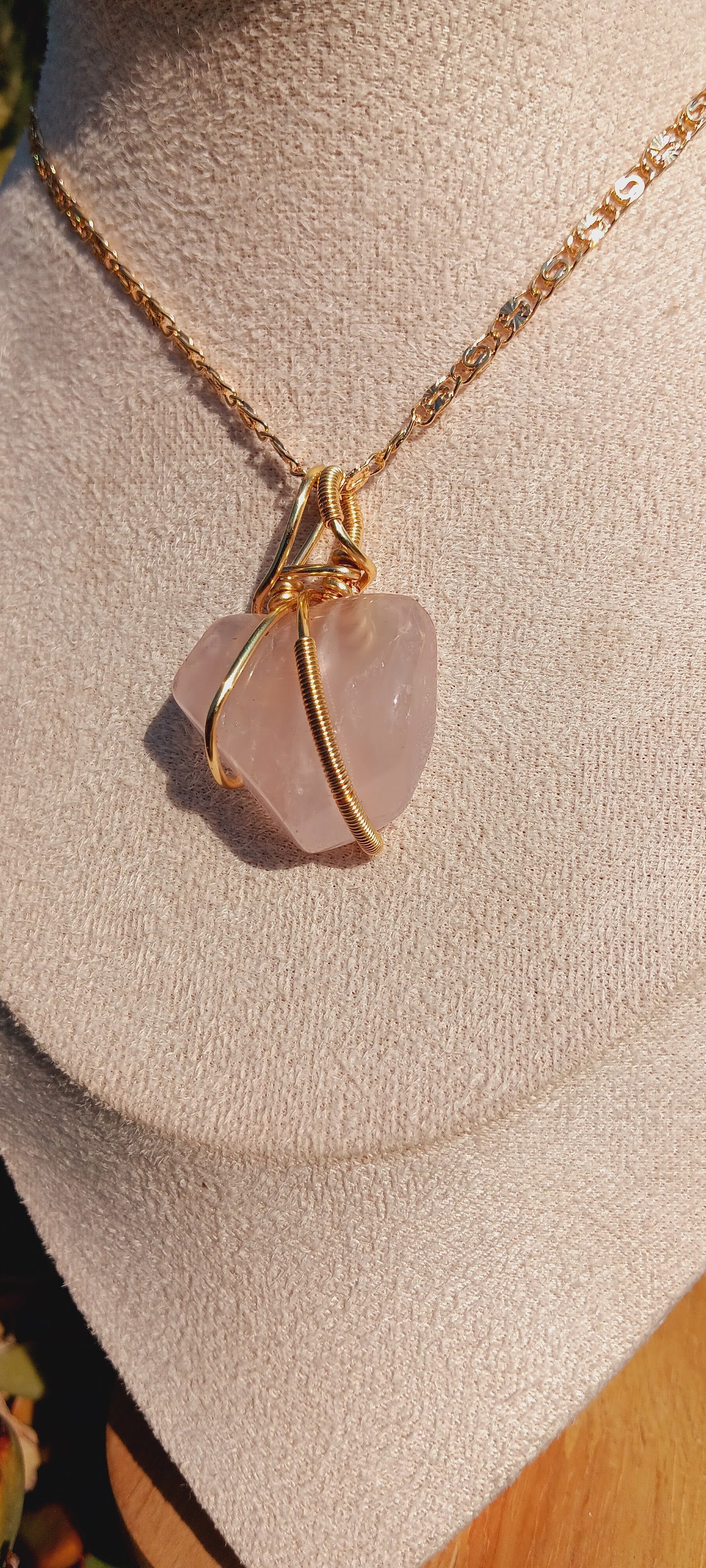 Rose Quartz "self-love"Pendant Necklace/Wire Wrapped Rose Quartz