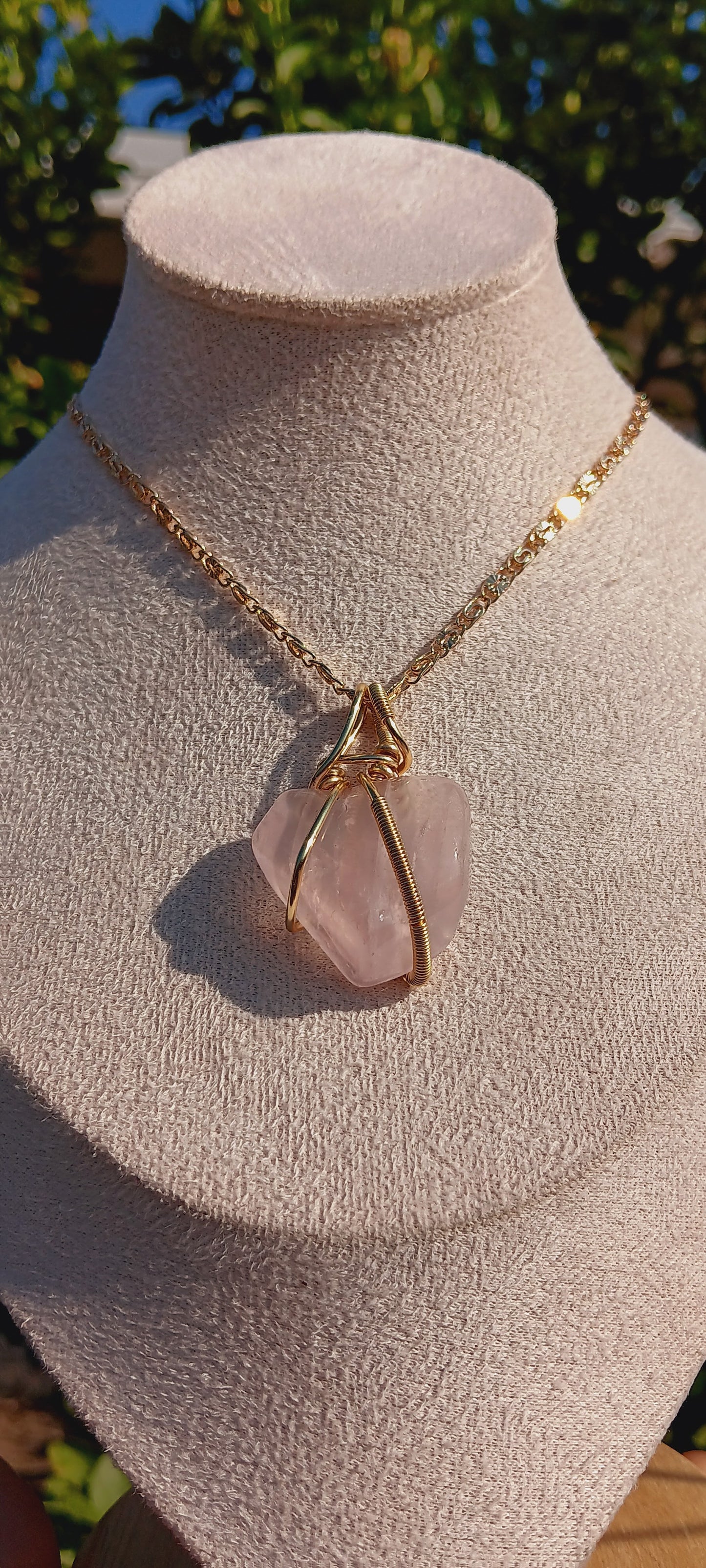 Rose Quartz "self-love"Pendant Necklace/Wire Wrapped Rose Quartz