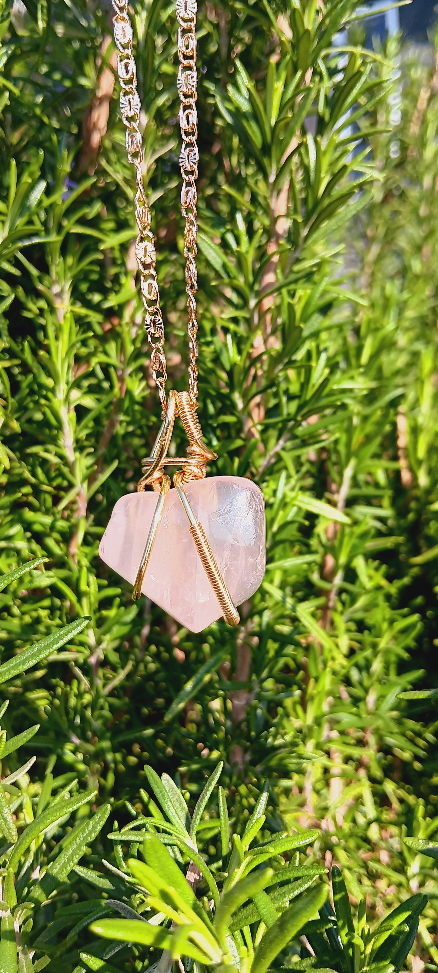 Rose Quartz "self-love"Pendant Necklace/Wire Wrapped Rose Quartz