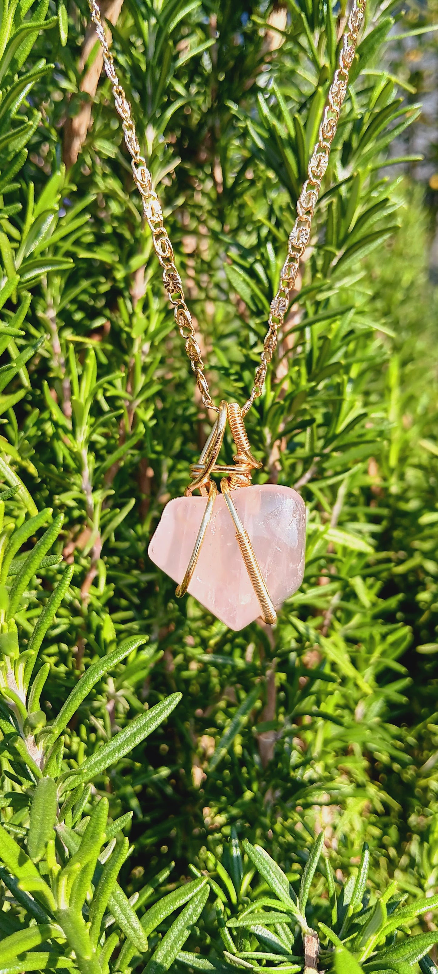 Rose Quartz "self-love"Pendant Necklace/Wire Wrapped Rose Quartz