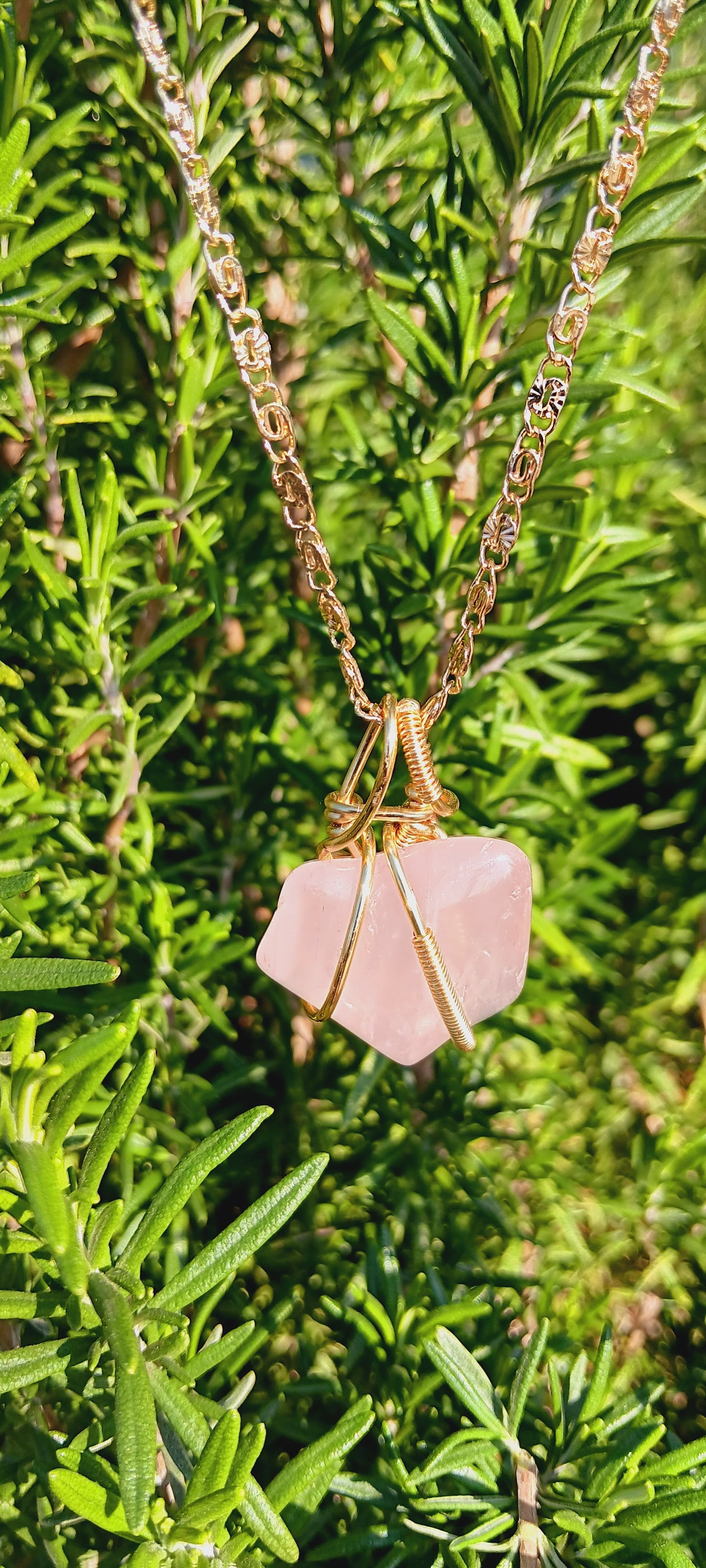 Rose Quartz "self-love"Pendant Necklace/Wire Wrapped Rose Quartz