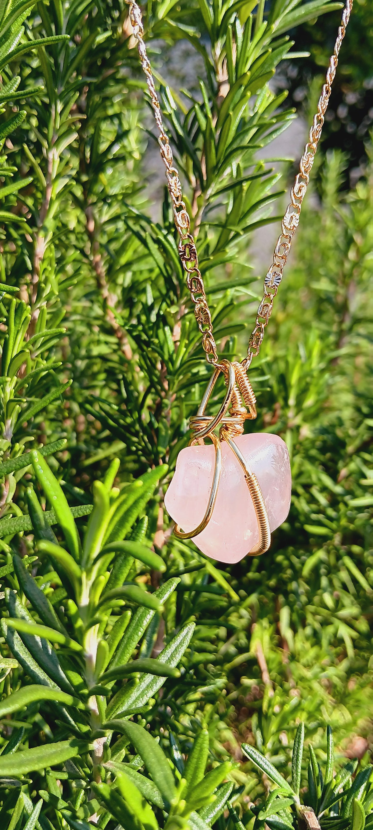 Rose Quartz "self-love"Pendant Necklace/Wire Wrapped Rose Quartz