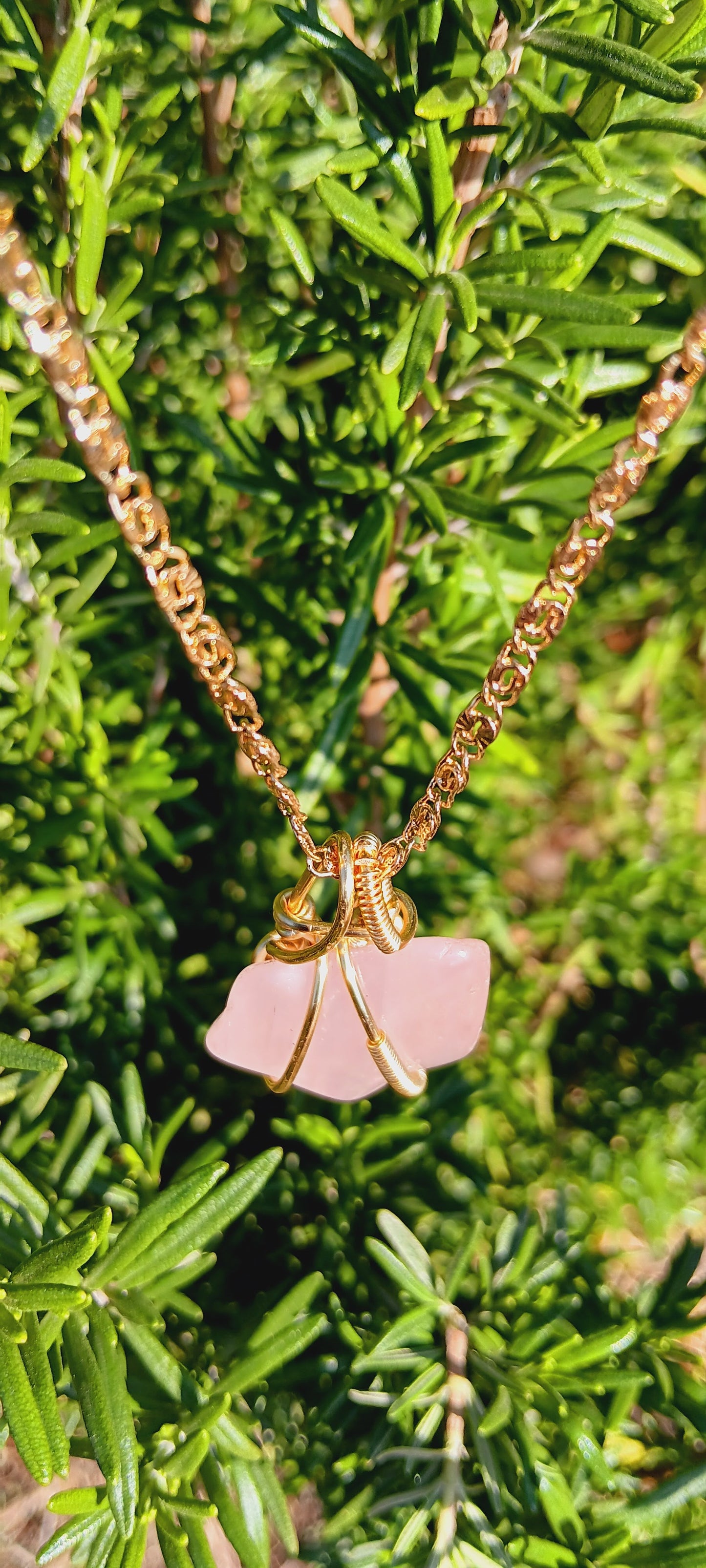 Rose Quartz "self-love"Pendant Necklace/Wire Wrapped Rose Quartz