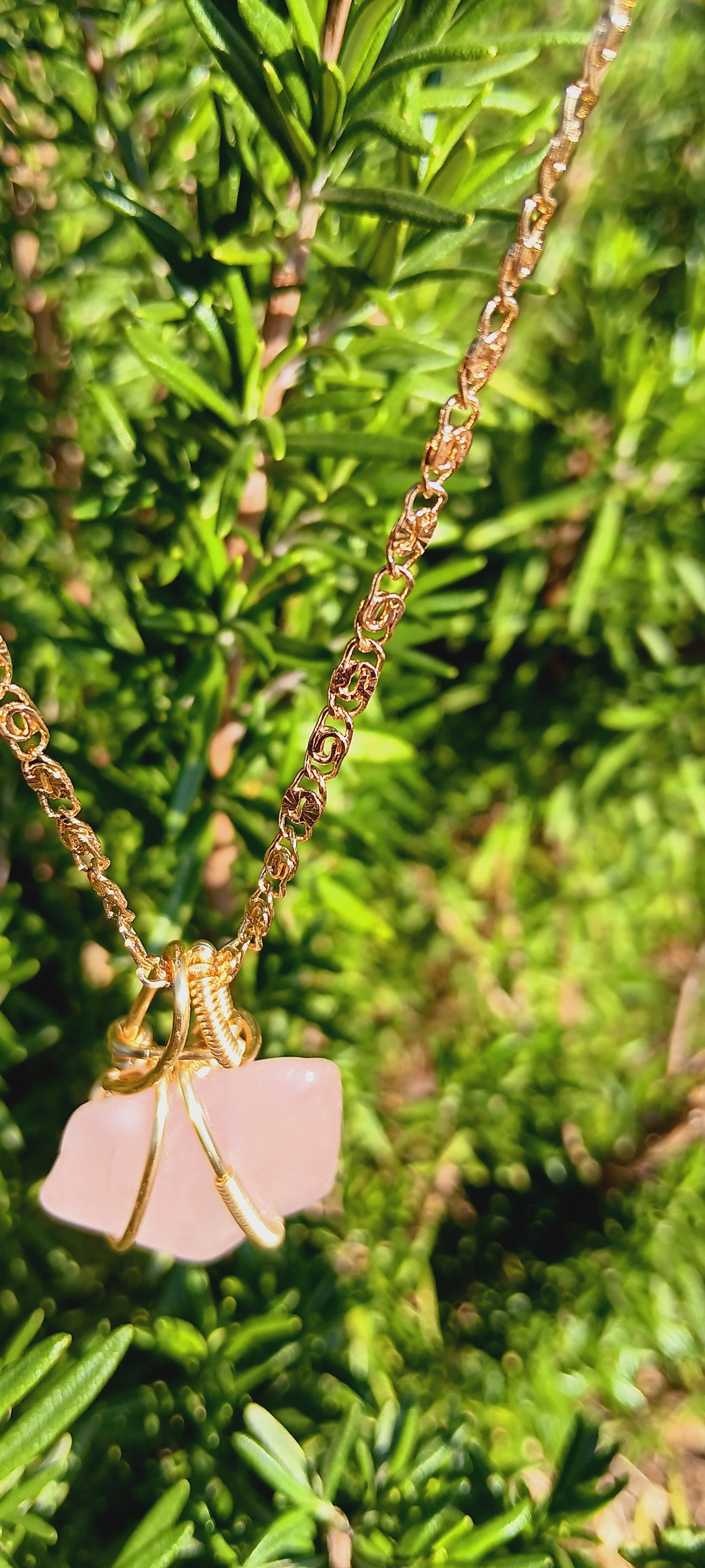 Rose Quartz "self-love"Pendant Necklace/Wire Wrapped Rose Quartz