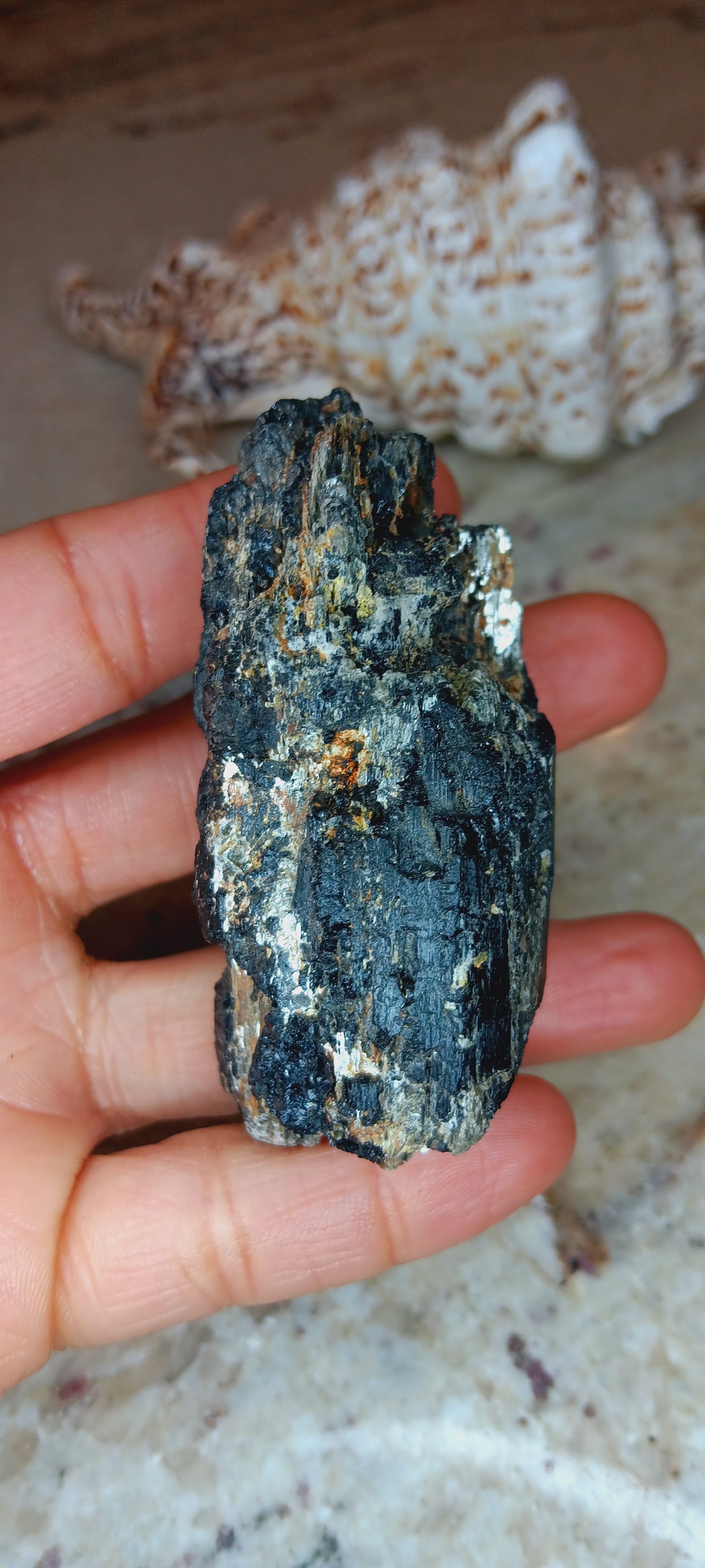 Natural Black Tourmaline And Muscovite Mica Crystal