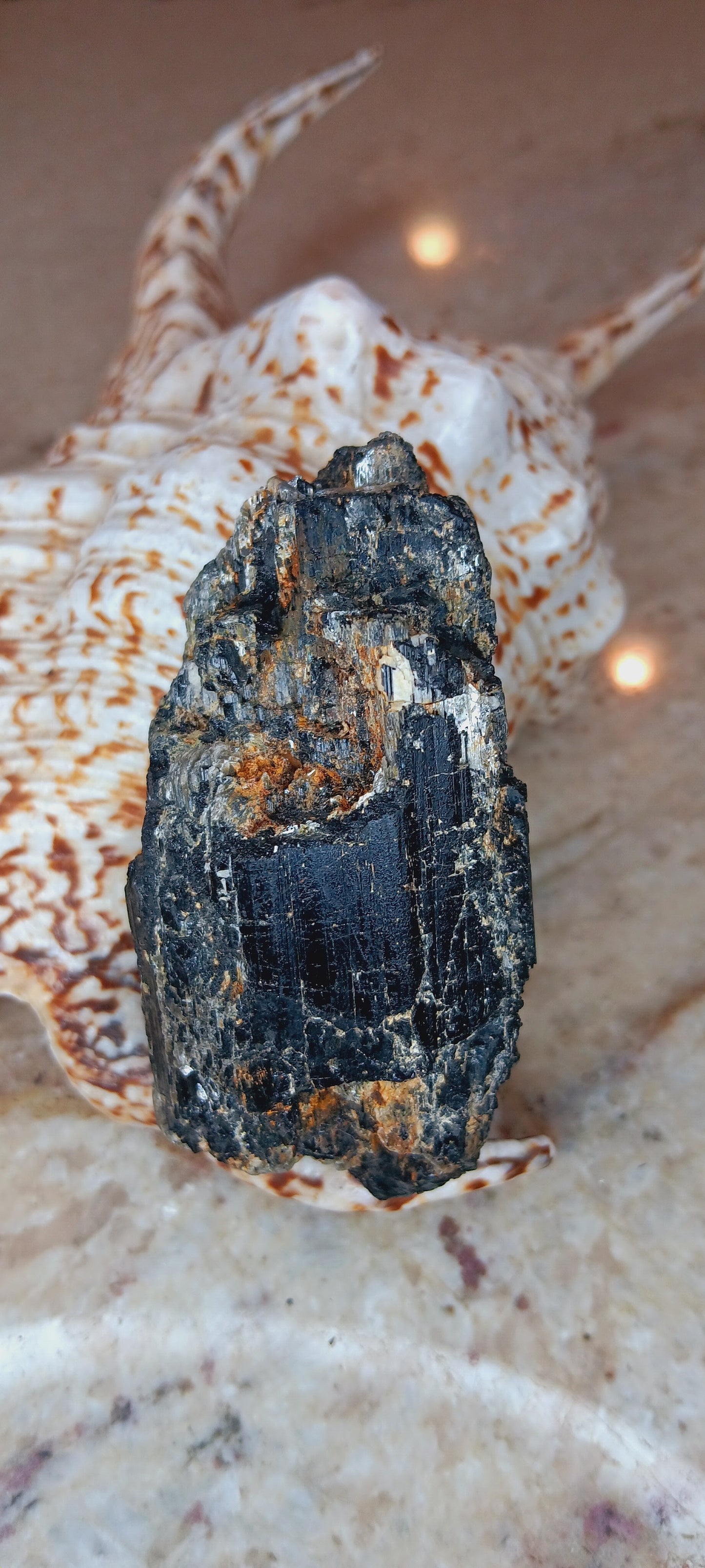 Natural Black Tourmaline And Muscovite Mica Crystal