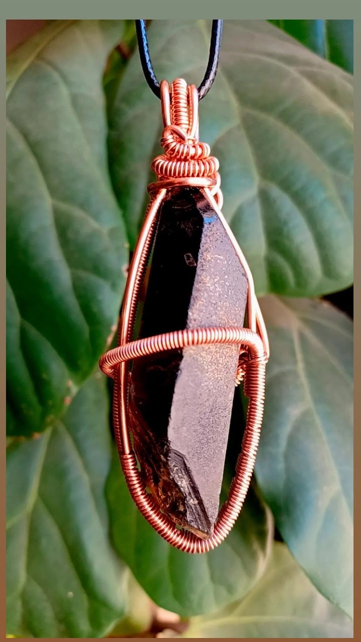 Smoky Quartz Point Copper Wire Wrapped Pendant (Protect and Ground)