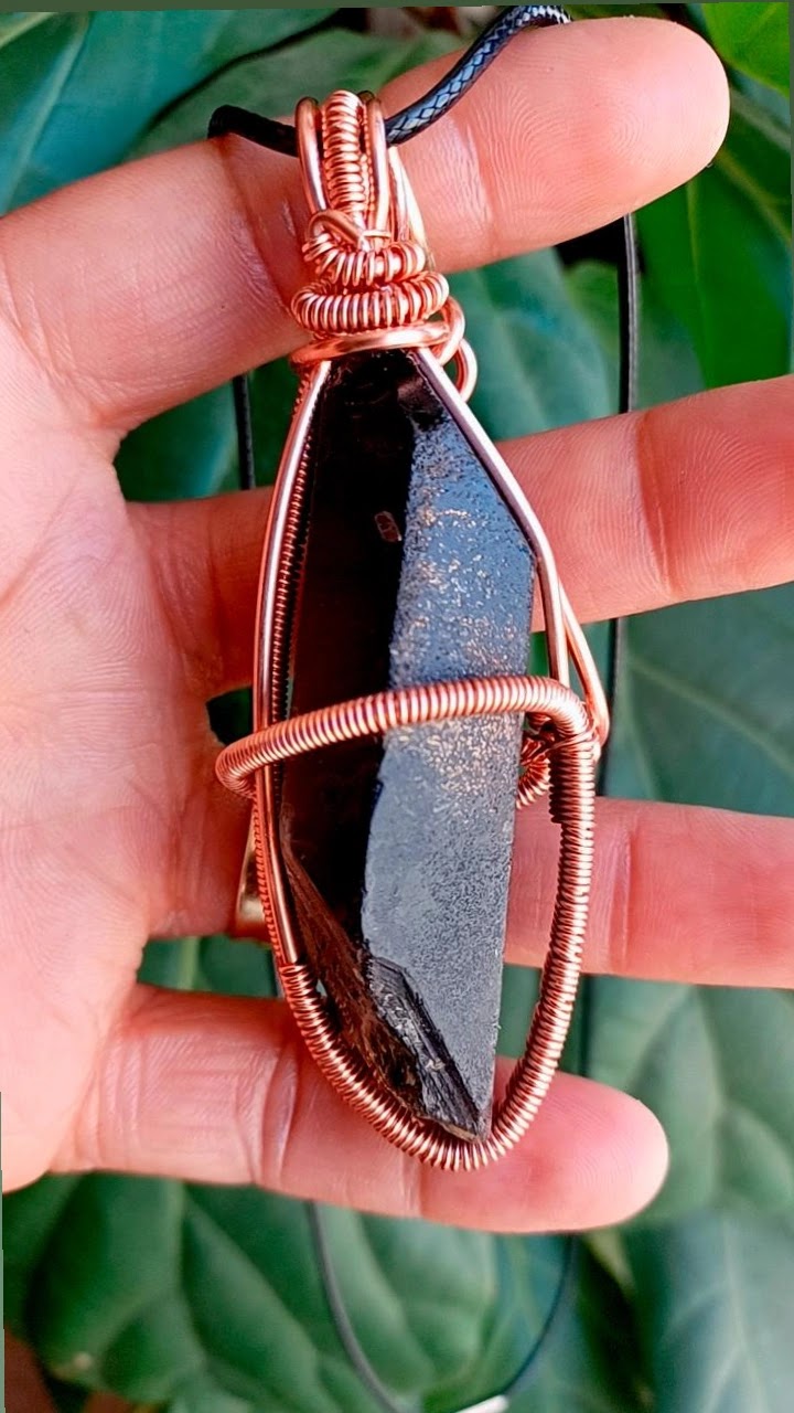 Smoky Quartz Point Copper Wire Wrapped Pendant (Protect and Ground)